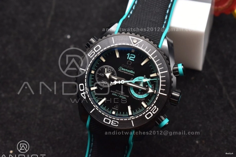 Planet Master Rubber on Black A9900 Black M+SF Ocean Deep Chrono Edition Black Dial Strap 1:1 Ceramic Best 1224